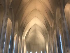 04A Looking down the towering nave to the main altar of Hallgrimskirkja Church Reykjavik Iceland