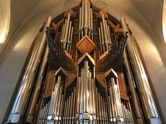 05B The large pipe organ over the entrance door is by German organ builder Johannes Klais of Bonn at Hallgrimskirkja Church Reykjavik Iceland