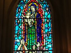 08 Virgin Mary and Baby Jesus stained glass window by Leifur Breidfjord Hallgrimskirkja Church Reykjavik Iceland