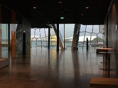 06B Looking out the windows to the northwest with the Thufa spiral hill beyond Harpa Concert Hall Reykjavik Iceland