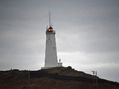 12B Reykjanesviti lighthouse close up with its light visible from side road 443 Reykjanes Peninsula Iceland