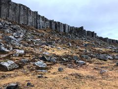 12A Gerduberg is a row of perfectly shaped hexagonal basalt columns that run along a cliff on the drive from Borgarnes to Snaefellsnes Iceland