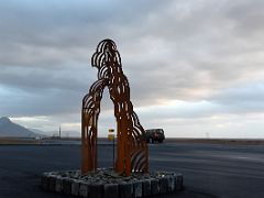 02D A beautiful sculpture by Maja Thommen 2017 outside Rjukandi cafe at the intersection of roads 54 and 56 on Snaefellsnes Peninsula drive to Stykkisholmur Iceland