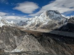 03A Pumori, Lingtren, Khumbutse, Changtse, Everest west ridge, Nuptse, Makalu with Khumbu Glacier below from Lobuche East High Camp 5600m