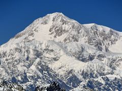 01B Denali Mount McKinley Main Summit And North Peak Close Up From Tourist Train Just Before Talkeetna On The Way To Denali National Park Alaska