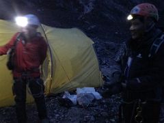 01C Adventure Indonesia Climbing Guide Meds Meidy Pesak And Climbing Leader Poxi Jeni Dainga With Headlamps At Base Camp Ready To Start Carstensz Pyramid Climb