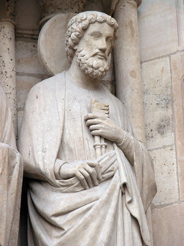 Paris 14 Notre Dame Central Portal Statue Of St Peter To The Left Of ...