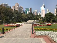 06 The Fountain Terrace Garden with skyscrapers beyond in Hong Kong Zoological and Botanical Gardens