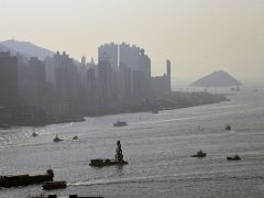 11B Victoria Harbour and Sai Ying Pun district close up from the EyeBar Kowloon Hong Kong