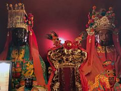 10B Man god of literature on left and Mo god of war on right Taoist statues detail at Man Mo Temple Hong Kong