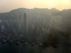 07A The skyscrapers on Hong Kong Island incl Bank Of China Tower, International Finance Centre IFC, The Centre Building just before sunset from The Ozone rooftop bar Ritz-Carlton