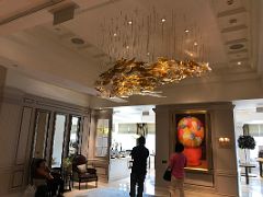 08A Ceiling sculpture by Libor Sosak and Flowers 2014 by Fernando Botero Peninsula Hotel Hong Kong