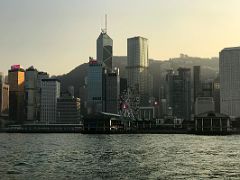 07E Nearing Central pier with Bank of China Tower, Cheung Kong Centre, HSBC Building from Star Ferry late afternoon Hong Kong