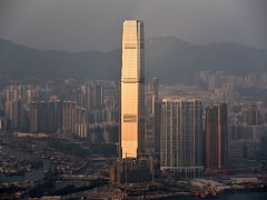 05A International Commerce Centre ICC in West Kowloon shines just before sunset detail from Lugard Road Victoria Peak Hong Kong