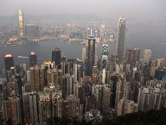 08A International Commerce Centre ICC, Victoria Harbour, The Centre Building, International Finance Centre IFC just after sunset from Lugard Road Victoria Peak Hong Kong