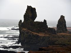 08D The Londrangar pair of volcanic plugs of basalt close up on Snaefellsjokull National Park Snaefellsnes Peninsula Iceland