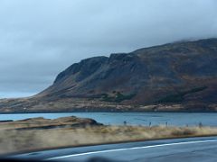 01A Mount Esjan ahead passing by the Kollafjordur fjord on the drive from Reykjavik to Snaefellsnes Iceland