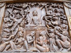 03C Wood Carving Of Demon Mara Attack And Temptation Of The Buddha At The Peace Pagoda In Darjeeling Near Sikkim India