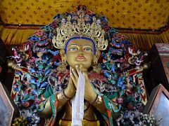 03B Maitreya Buddha Statue Close Up Inside Yiga Choeling Gompa Monastery In Ghoom Near Darjeeling Near Sikkim India