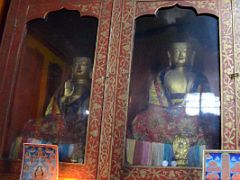 05B Buddha Statues In A Glass Case In Yiga Choeling Gompa Monastery In Ghoom Near Darjeeling Near Sikkim India