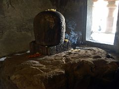 69 The Shiva Linga Shrine Sits On An Altar With An Animal Head In The East Wing Of The Main Cave At Mumbai Elephanta Island