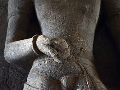 37 South Gate Dvarapala Gatekeeper Unusual Features Include Twisted Armlets, Thick Wristlets And A Globe Held At Navel Level At The Central Shiva Shrine In The Main Cave At Mumbai Elephanta Island