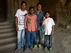 63 Four Young Boys In The East Wing Of The Main Cave At Mumbai Elephanta Island