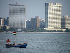 20 Boat In The Arabian Sea With Mumbai Marine Drive Air India Building And Oberoi Trident