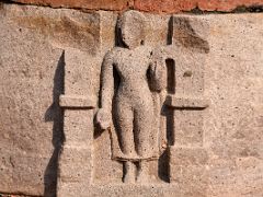 07C Buddha Carving On A Stupa In Courtyard At Sarnath Archeological Excavation Site India