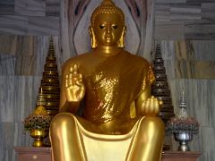 04B Golden Buddha Statue Close Up Inside The Thai Temple At Sarnath India