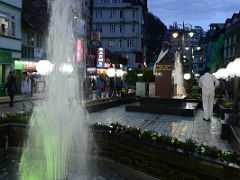 08A A Colourful Fountain With Mahatma Gandhi Bust Statue At Night In MG Marg Shopping Area Of Gangtok Sikkim India