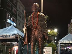 08C A Statue Of Mahatma Gandhi At Night In MG Marg Shopping Area Of Gangtok Sikkim India