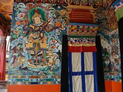 07A Dhritarashtra The White Guardian King of the East Playing a Lute Mural At The Entrance To The Main Temple At Rumtek Gompa Monastery Near Gangtok Sikkim India