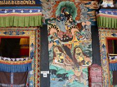 07B Blue Virudhaka Holds A Sword Guardian King of South West Mural At The Entrance To The Main Temple At Rumtek Gompa Monastery Near Gangtok Sikkim India
