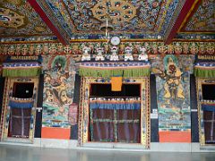 08B A Painted Ceiling And Colourful Murals Surround The Entrance To The Main Temple At Rumtek Gompa Monastery Near Gangtok Sikkim India