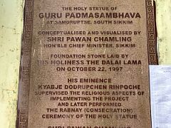 02B Giant Padmasambhava Guru Rinpoche Statue Sign - Foundation Stone Laid By His Holiness The Dalai Lama On October 22, 1997 - At Samdruptse Near Namchi South Sikkim India