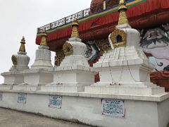 05B 4 Of The 8 Great Chortens Incl Descent from Tushita Heaven And Parinirvana Below Padmasambhava Guru Rinpoche Statue At Samdruptse Near Namchi South Sikkim India