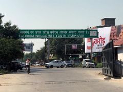 01C Tourism Welcomes You In Varanasi Sign On The Way From The Airport To The City