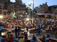 02A People Gather On The Stairs Of Dashashwamedh Ghat To Watch The Ganga Aarti Fire Ceremony On The Banks Of The Ganges Varanasi India