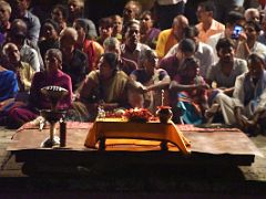 02C One Of The Platforms Is Ready For The Brahmins To Begin The Ganga Aarti Fire Ceremony On The Banks Of The Ganges Varanasi India