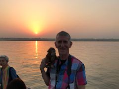 07B Dangles And Jerome Ryan Enjoy Sunrise Over The Ganges River From A Tourist Boat In Varanasi India