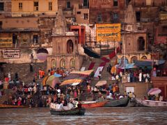09B Pilgrims At AhilyaBai Ghat On The Ganges River Just After Sunrise Varanasi India