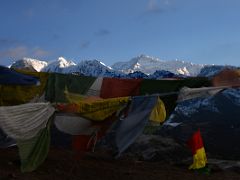 07A Prayer Flags Frame The Mountains From Kabru To Kangchenjunga Just After Sunrise Above Dzongri On The Goecha La Kangchenjunga Trek