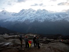 05B Trekkers Above Dzongri Admire The Sunrise View Of Pandim, Tingcheng Kang And Jopuno On The Goecha La Kangchenjunga Trek