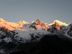 02A Sunrise On Forked Peak II, Kabru Dome, Kabru South, Kabru North From Goecha La 4600m On The Goecha La Kangchenjunga Trek