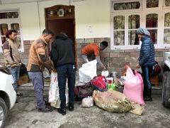 01B Preparing Loads Outside Our Hotel In Lachen Before Starting The Green Lake Trek To Kangchenjunga East Face North Sikkim India