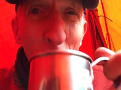 06B Jerome Ryan Having Tea And Biscuits At Jakthang Camp On Day 2 Of The Kangchenjunga East Face Green Lake Trek