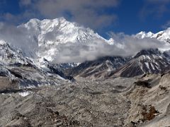 03A Clouds Clear To Reveal Kangchenjunga East Face, The Twins Above Zemu Glacier Early Morning From Green Lake On Day 5 Of The Kangchenjunga East Face Green Lake Trek Sikkim India