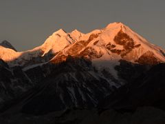 08B Sunrise On The Twins And Sugarloaf Mountain Close Up From Green Lake On Day 6 Of The Kangchenjunga East Face Green Lake Trek Sikkim India