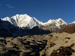 13A Kangchenjunga East Face, The Twins, Sugarloaf Above Zemu Glacier After Sunrise From Green Lake On Day 6 Of The Kangchenjunga East Face Green Lake Trek Sikkim India